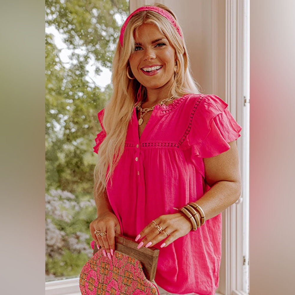 Pink Ruffled Women's Top